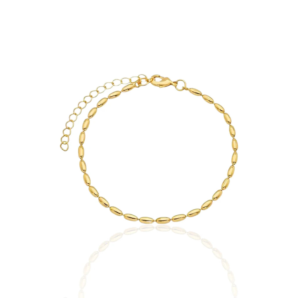 Pulseira Gomos de Elos Ovais Lisos Banhada em Ouro 18K