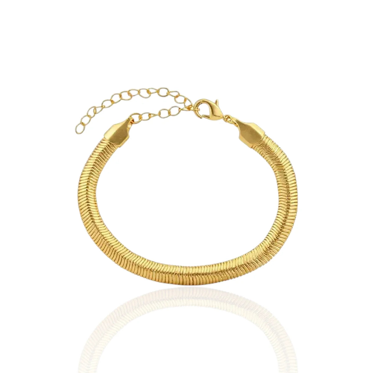 Pulseira Malha Roliça Detalhada Clássica Banhada a Ouro 18K