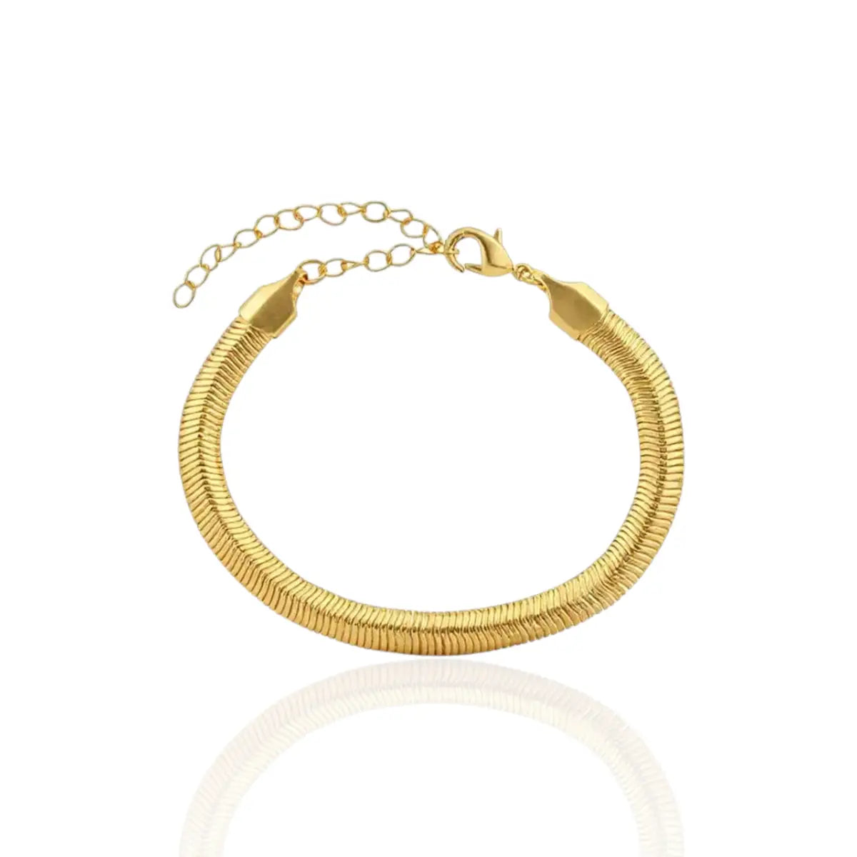 Pulseira Malha Roliça Detalhada Clássica Banhada a Ouro 18K