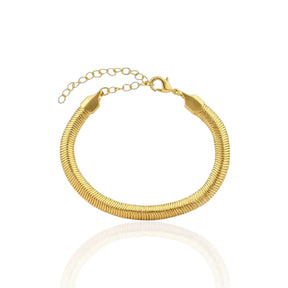 Pulseira Malha Roliça Detalhada Clássica Banhada a Ouro 18K
