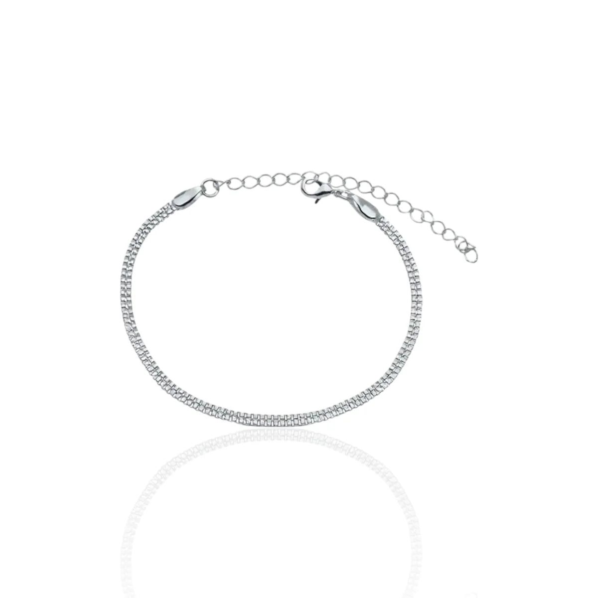 Pulseira Malha Veneziana com Detalhes Finos em Prata 925