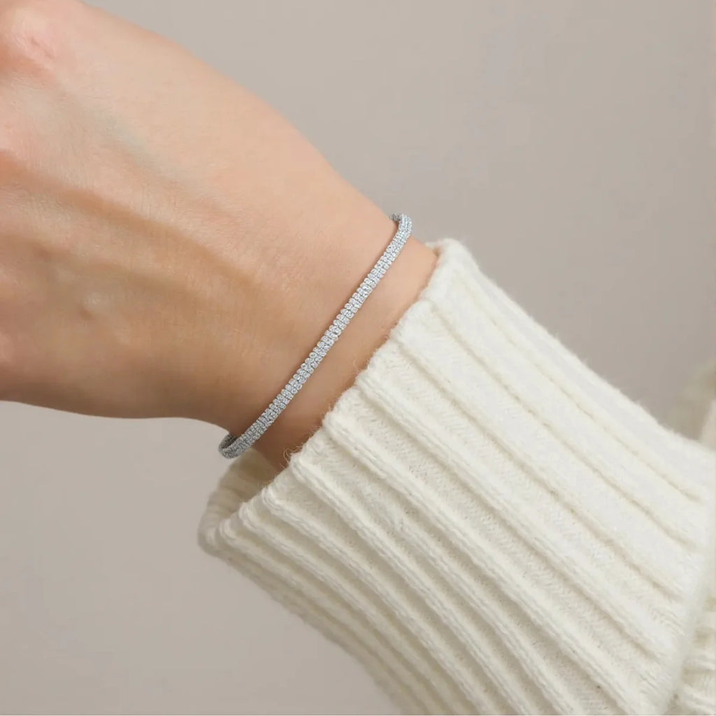 Pulseira Malha Veneziana com Detalhes Finos em Prata 925