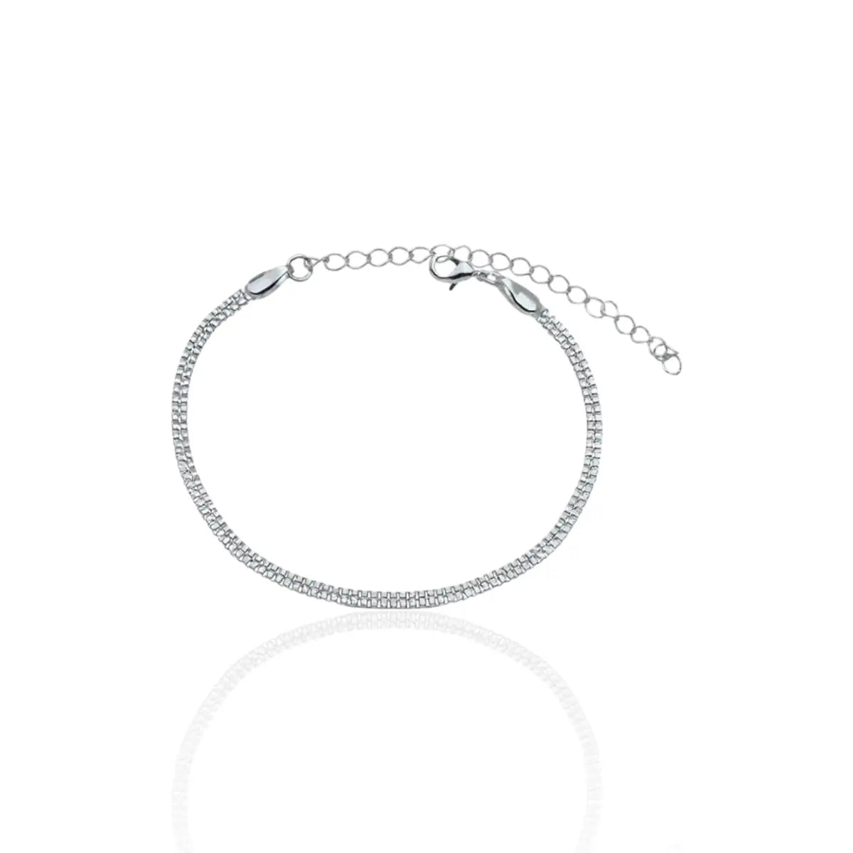 Pulseira Malha Veneziana com Detalhes Finos em Prata 925