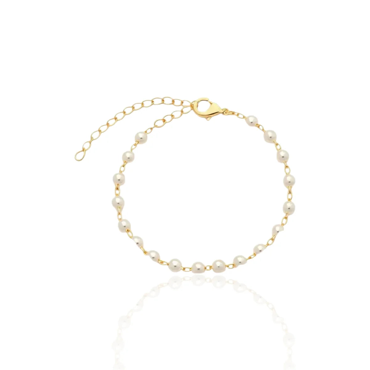 Pulseira Pérolas Pequenas Clássica Banhada a Ouro 18K