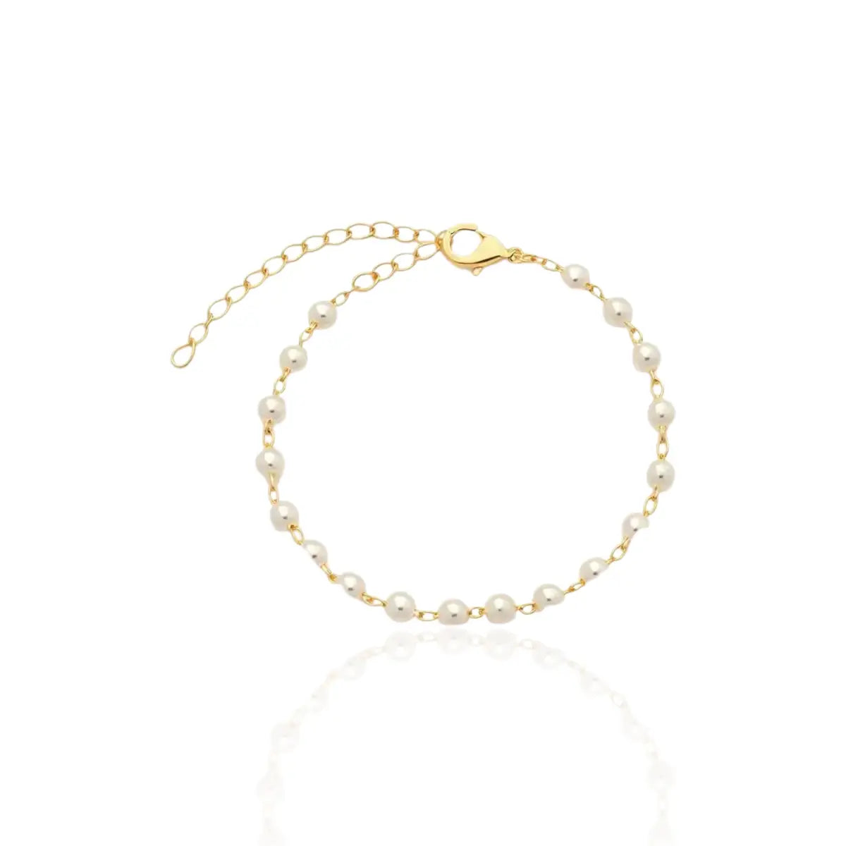 Pulseira Pérolas Pequenas Clássica Banhada a Ouro 18K