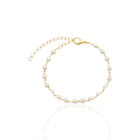 Pulseira Pérolas Pequenas Clássica Banhada a Ouro 18K