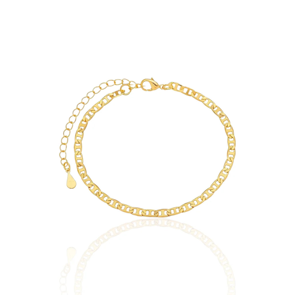 Pulseira Piastrini Elos Groumet Lisa Banhada a Ouro 18K