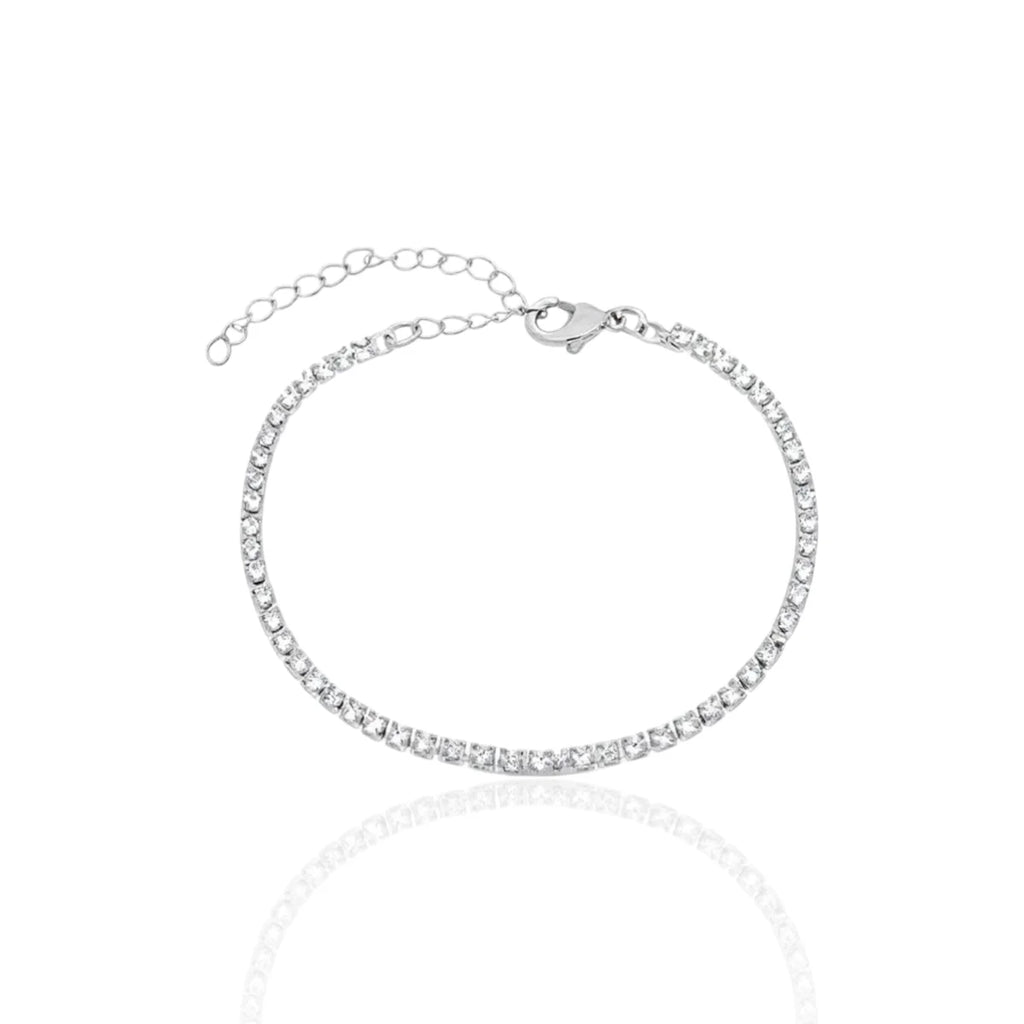 Pulseira Riviera Pedras Zircônias Cor Cristal em Prata 925