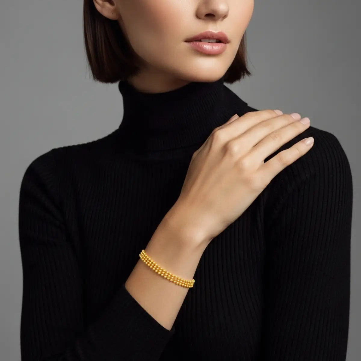 Pulseira Trio de Bolinhas Moderno Banhado a Ouro 18K